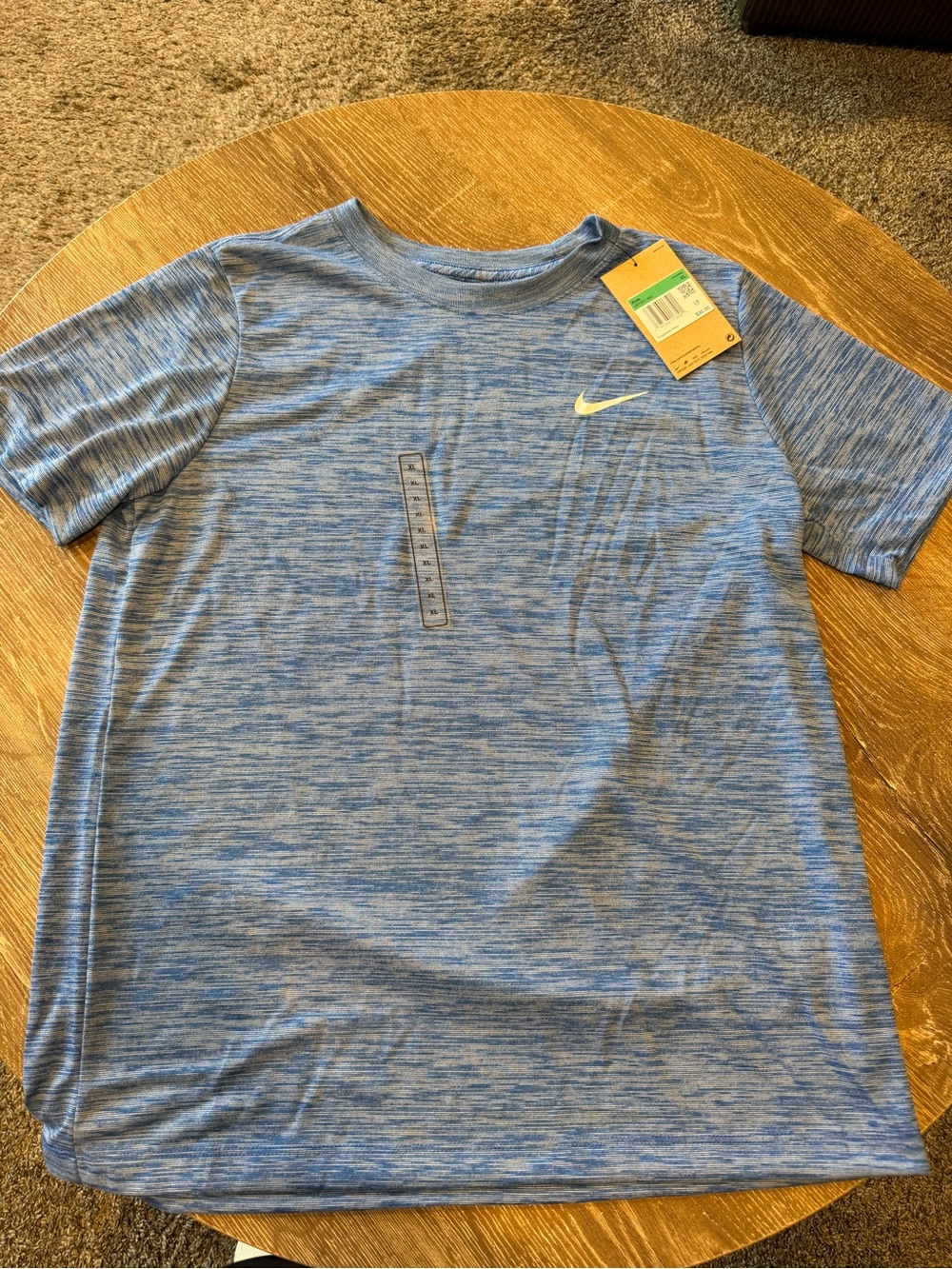 Brand New Boy’s Nike Dri-FIT Heathered Blue Athletic Tee